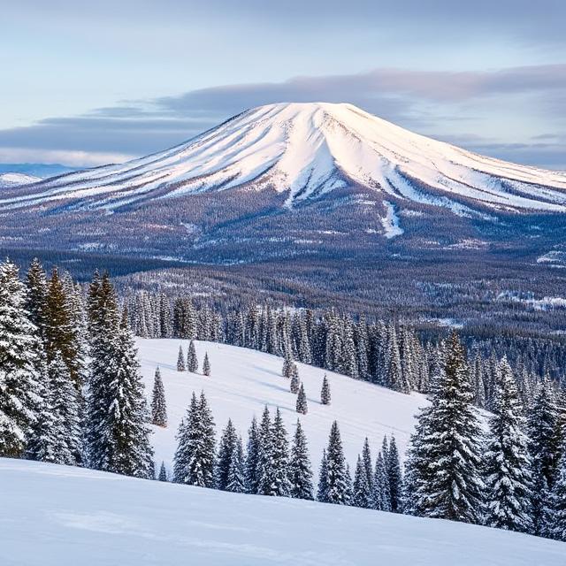 Mount Bachelor snow-covered slopes near Bend